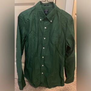 J.Crew Flex Oxford Button Down Shirt Dark Green Medium Slim NWT
